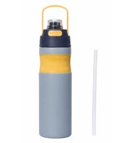 316 L Çelik Gri 580 ml Pipetli ve Kulplu Matara Suluk cin844