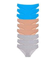 9 adet Süper Eko Set Likralı Kadın Slip Külot Ten Gri Mavi