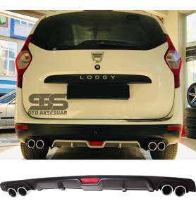 Dacia Lodgy Difüzör Arka Tampon Eki 4 Egzoz Çıkışlı Siyah