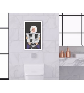 BK Home Banyo Tuvalet Dekoratif Ahşap Beyaz Çerçeveli Tablo-17