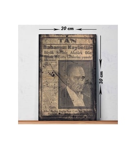 11 Kasım 1938 Gazete Atatürk Baskılı Retro Tablo 308 (Çok Renkli)