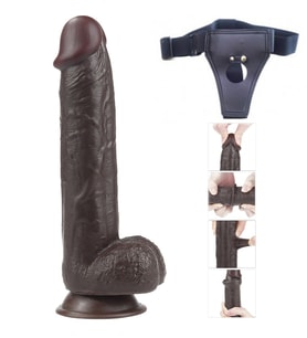 Sliding Hareketli Dış Yüzey Özel Seri Ultra Yumuşak 24 Cm Kemerli Penis
