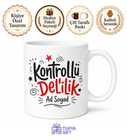 İsme Özel Kontrollü Delilik Yazılı Komik Kupa Bardak Hediye