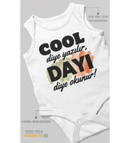 Cool diye yazılır dayı diye okunur Sıfır Kollu Bebek Zıbını %100 Pamuk