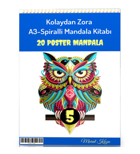 A-3 Spiralli Kolaydan Zora Mandala Kitabı-5 (20 Poster Mandala)