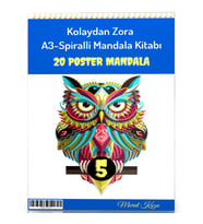 A-3 Spiralli Kolaydan Zora Mandala Kitabı-5 (20 Poster Mandala)