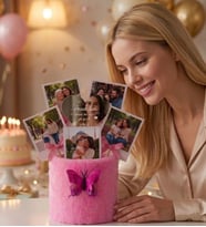 Anneye Hediye 5 Fotoğraflı Peluş Anı Buketi  Özel Mesajlı Aynalı Doğum Günü Hediyesi