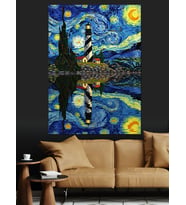 Van Gogh Tarzı Yıldızlı Denizfeneri Dekoratif Kanvas - Mdf Ahşap Tablo