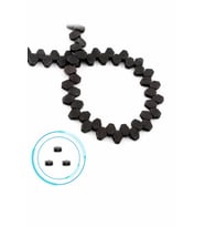 Hematit Doğal Taş Mat Siyah Yassı Altıgen Kesim Çift Delik 8x8mm Dizi [AA]