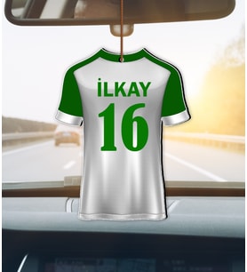Kişiye Özel Futbol Formalı Hediye Ahşap Araba Dikiz Ayna Süsü