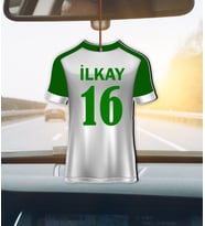 Kişiye Özel Futbol Formalı Hediye Ahşap Araba Dikiz Ayna Süsü
