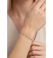 925 Ayar Gümüş Sıralı Kalp Bağı Bileklik 3mm