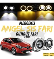 Renault Clio 4 2012-2020 Uyumlu Mercekli Angel Sis Farı Metal 76 mm Sarı Halkalı Gündüz Farı 2 Adet