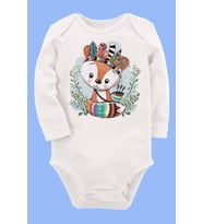 Organik Baskılı Pamuklu Unisex Bebek Body UZUNE149