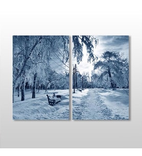 Kar Manzarası Kanvas Tablo 80x70cm (Karışık)