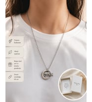 Göktürk Yazı Esintili Ay Yıldız Detaylı Metal Kolye Unisex Zincir Kolye
