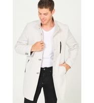 PLT8386 DEWBERRY ERKEK PALTO-DİAGONAL GRİ-KREM