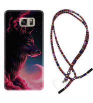 Samsung S7 Edge S20 Fe Plus Ultra S21 S22 Kılıf Boyun Asklı Rasta Silikon Wolf and Moon 1380