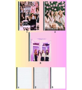 BlackpinkA4 defter 3 adet çizgili + kareli + çizgisiz büyük boy 21*29 cm süper set