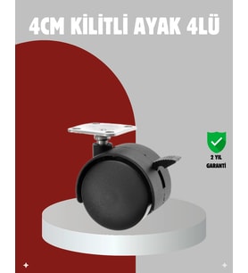 Mobilya İçin Kilitli 4 Cm Tekerlek Ayak Seti
