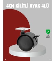 Mobilya İçin Kilitli 4 Cm Tekerlek Ayak Seti