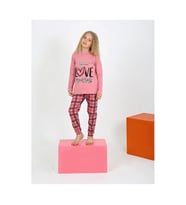 Kız Çocuk Uzun Kollu %100 Pamuklu Düğmeli Pijama Takımı 6/9 Yaş (Pembe)