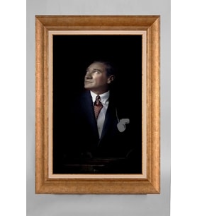 Altın Varaklı Paspartulu Çerçeveli Atatürk Tablo nt1217