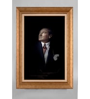 Altın Varaklı Paspartulu Çerçeveli Atatürk Tablo nt1217