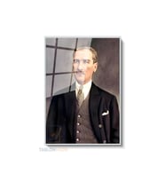 Dikey Çerçeveli Cam Ataturk Cizimi Modern Ev Dekoru Duvar Sanatı Ev Ofis Tablosu (Gümüş)