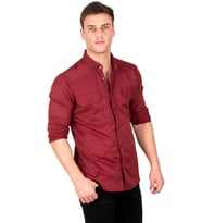 DeepSEA Erkek Bordo Slim Fit Dar Kesim Pamuklu Spor Gömlek Çıtçıtlı Likralı Gabardin Gömlek 2300421