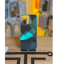 iPhone 16 Pro Max Uyumlu Kristal Görünümlü Geometrik Desenli Parlak Kılıf (Koyu Yeşil)