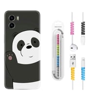 Vivo Y15S Y32 Y33S Y51 Y53S Kılıf Kablo Koruma Spiral Silikon Hello Panda 1709