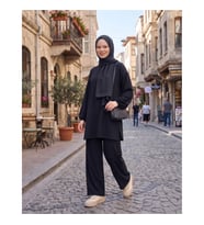 Lastikli Pantolon Tunik İkili Takım - Krep Kumaş