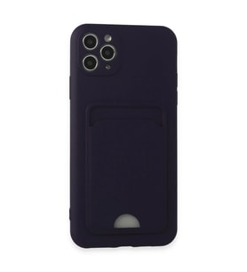 Apple iPhone 11 Pro Max Kılıf Kelvin Kartvizitli Silikon - Derin Mor