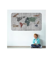 Eğitici Dünya Haritası Dünya Atlası Çocuk Ve Bebek Odası Duvar Sticker-3804-85x130