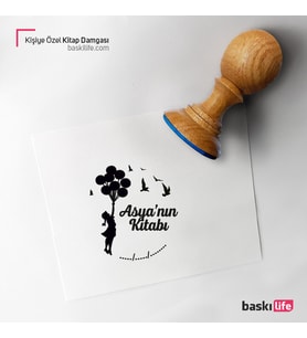 Kız Balonlar Kişiye Özel Kitap Damgası Kitap Mührü Kaşe Kitap Mühür Özel Damga 420