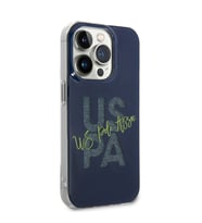 Apple iPhone 14 Pro Max Uyumlu Kılıf U.S. POLO ASSN. Simli Parlak Alfabe Tasarım Kapak (Petrol Mavisi)