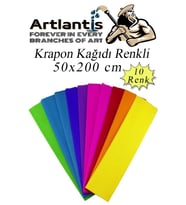 Krapon Kağıdı 10 Renk 50x200 cm 1 Paket Grapon Kağıdı Karışık Renkli 10'lu Okul Sınıf Kreş