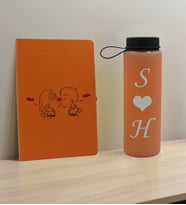 BK Gift Sevgiliye Özel İsimli Turuncu Defter ve Somon Cam Matara Hediye Seti-8, Sevgiliye Hediye, Sevgililer Günü, Yeni İş Hediyesi