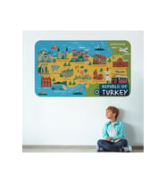 Eğitici Ve Öğretici Dekoratif Cocuk Odası Türkiye Haritası Duvar Sticker-3871-85x130