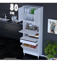 Eliusta Zümra 80 cm Beyaz Fırın Dolabı Patates Soğan Saklama Dolabı Çok Amaçlı Kiler Banyo Dolabı 80x226x32
