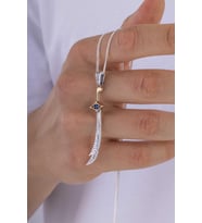 Gümüş Pazarım Safir Taşlı Zülfikar Erkek Gümüş Kolye