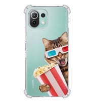 PrintiFy Xiaomi Mi 11 Lite Uyumlu Kedi 1 Baskılı Şeffaf Köşe Korumalı Antişok Kılıf