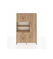 Arges Dolap 10 Raflı Tek Çekmeceli 6 Kapaklı 132x30x195 Çam-Çam/Çam