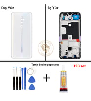 Oppo KASA Reno Z2 Kasa Beyaz Reno Z2 Kasa Beyaz Yapıştırıcı B-7000 Yapıştırıcı Vida Seti Arka Kapak Arka Cam Batarya Kapağı Lazer Kesim Kapak Pil Kapağı Back Cover