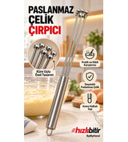 ByMyHand Paslanmaz Çelik Açılıp Kapanabilir Top Çırpıcı Küre Uçlu Yumurta Krema Çırpıcı Açık Hali 30