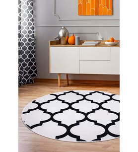 Dijidekor Halı Beyaz Maça Yıkanabilir Saçaksız Yuvarlak Kesme İnce Yolluk Kilim Salon Halısı Modeli