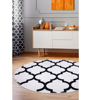 Dijidekor Halı Beyaz Maça Yıkanabilir Saçaksız Yuvarlak Kesme İnce Yolluk Kilim Salon Halısı Modeli