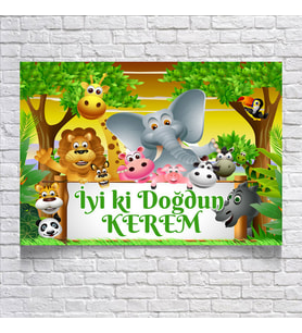 Safari Temalı Doğum Günü Afişi