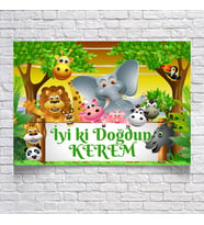 Safari Temalı Doğum Günü Afişi